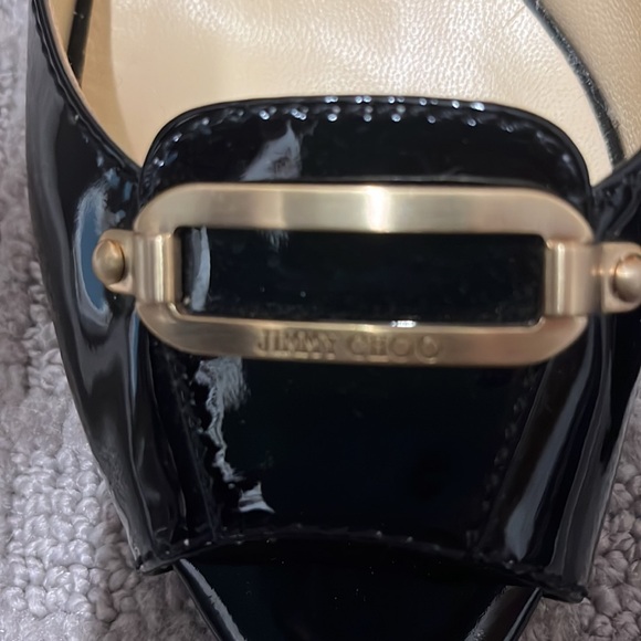 Jimmy Choo Patent Peep Toe Shoes - Picture 2 of 9